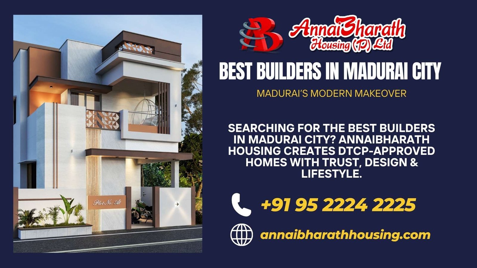 Best Builders in Madurai City – AnnaiBharath Housing designs DTCP-approved modern homes with trust, design, and lifestyle.