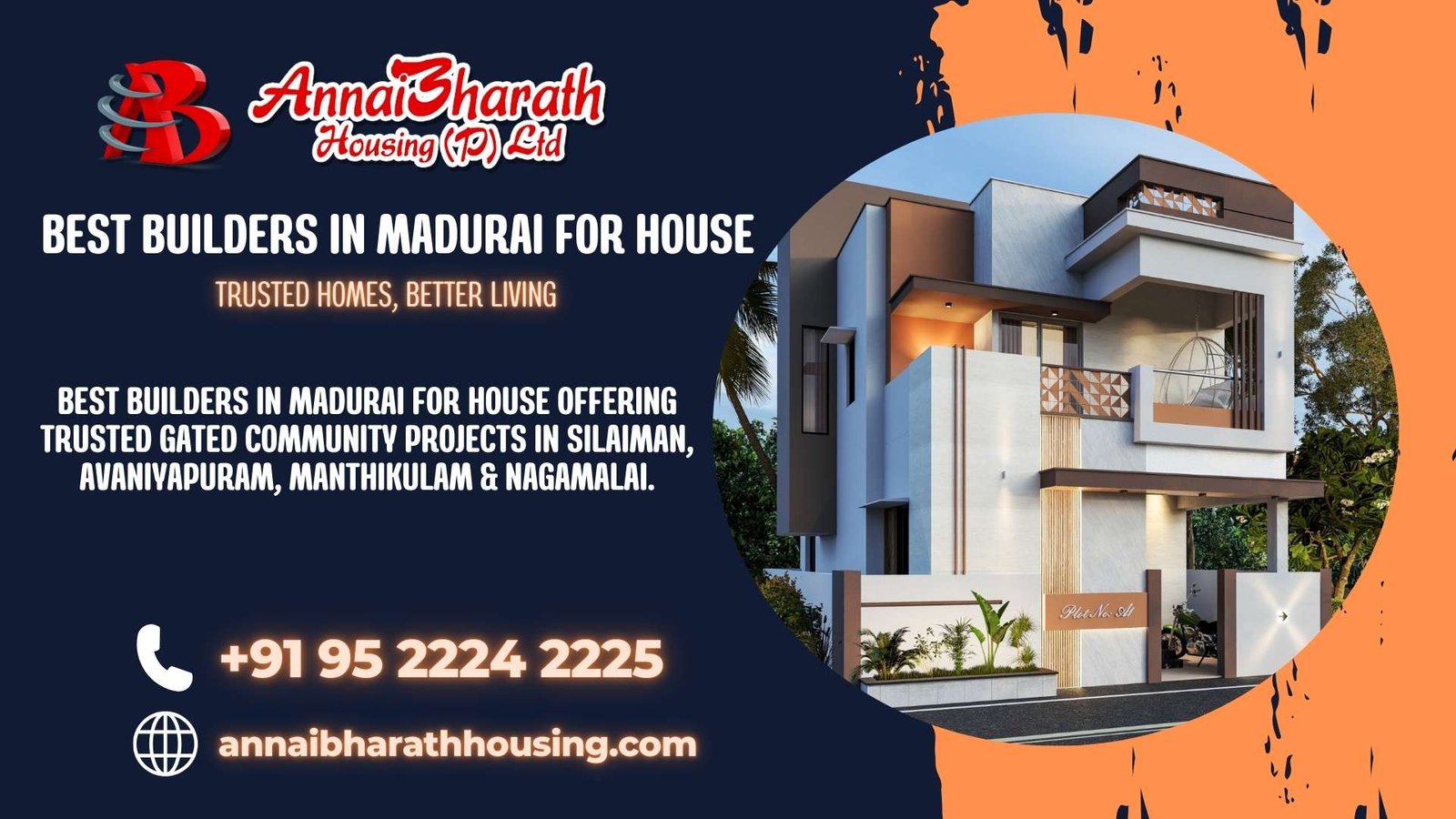 Modern gated community home built by the best builders in Madurai for house buyers, AnnaiBharath Housing.