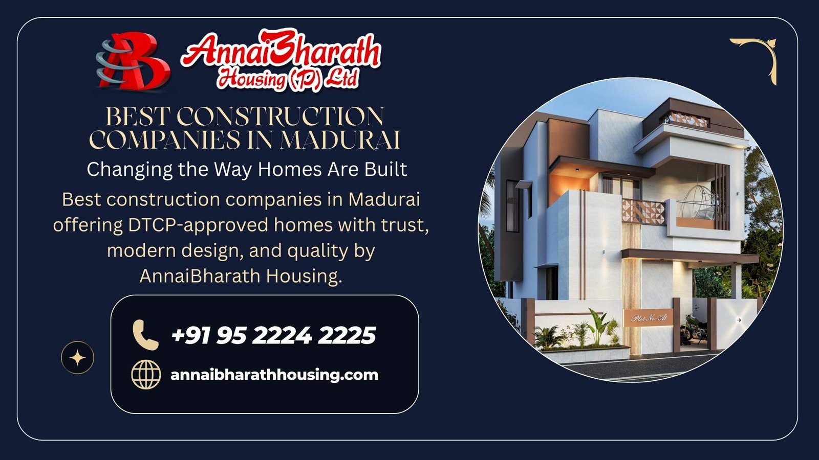 Best construction companies in Madurai delivering DTCP-approved modern homes by AnnaiBharath Housing