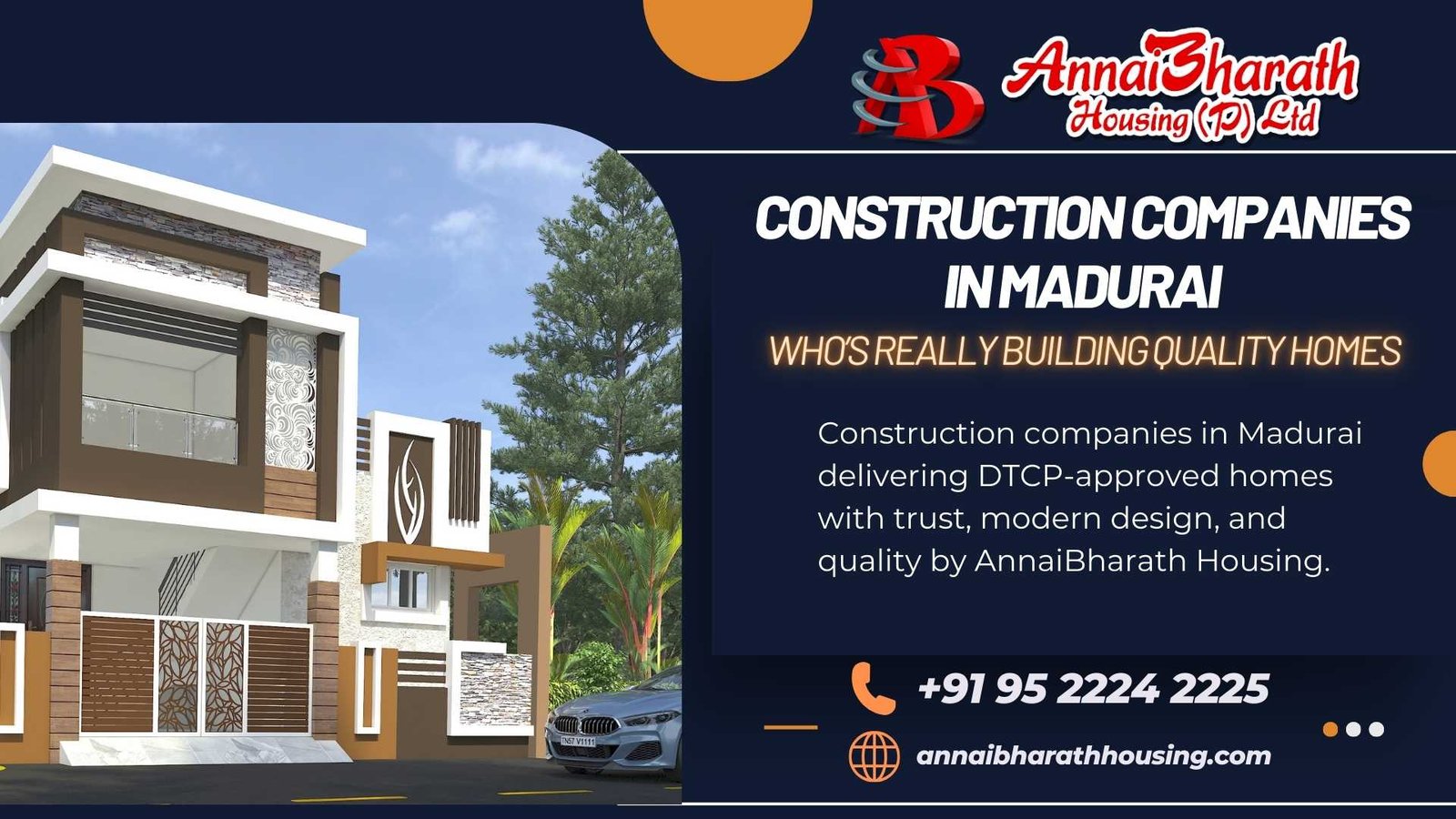 Construction companies in Madurai building DTCP approved modern homes by AnnaiBharath Housing