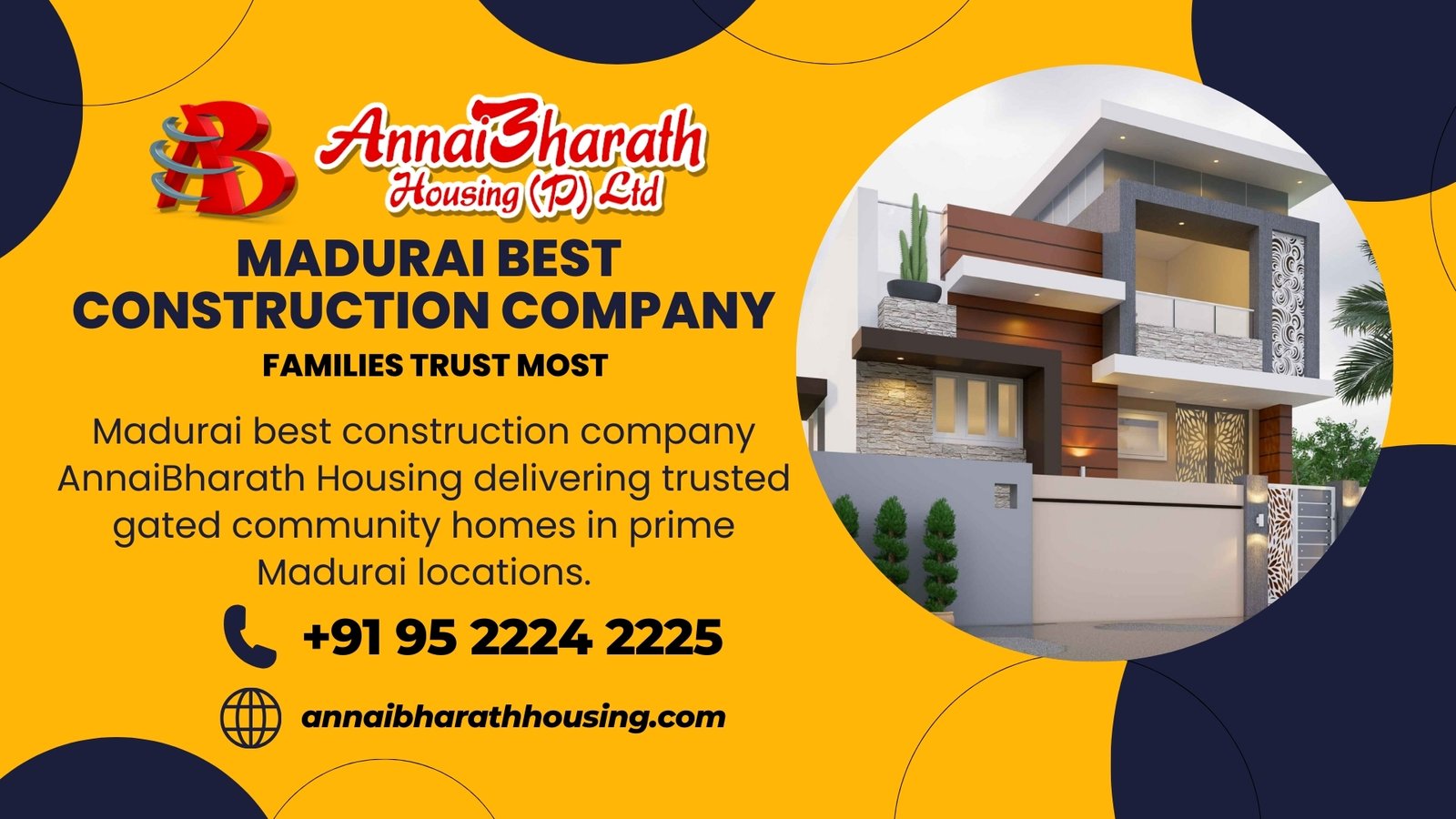 Madurai best construction company AnnaiBharath Housing (P) Ltd delivering gated community homes in prime Madurai locations