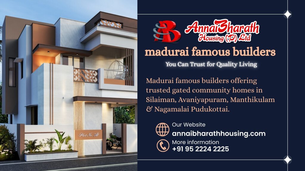 Modern gated community home by AnnaiBharath Housing, highlighting why they are among Madurai famous builders.