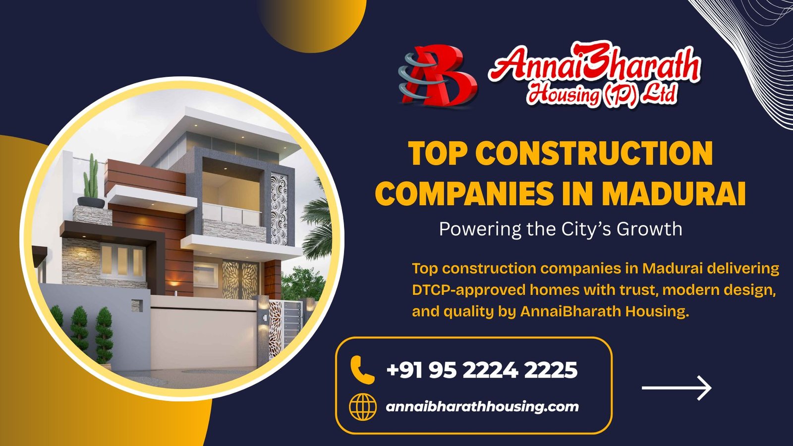 Top construction companies in Madurai delivering DTCP approved modern homes by AnnaiBharath Housing